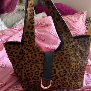 Leopard Print Tote with Black Accents